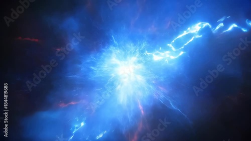 Celestial energy burst: A radiant spectacle of vibrant blues and ethereal energy, reminiscent of cosmic phenomena and celestial wonders. 