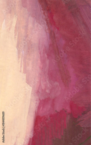 Abstract red vertical background with gouache paints strokes.