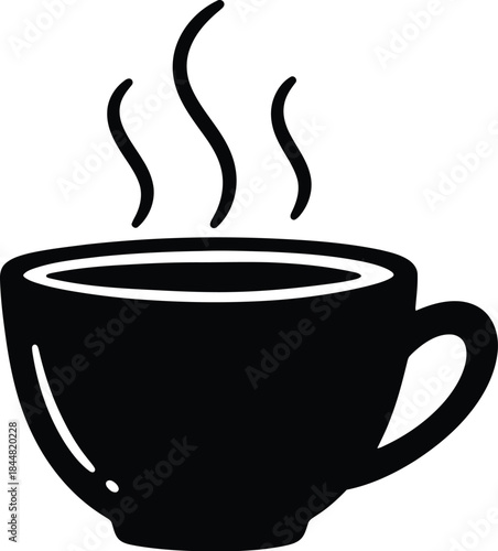 Bild auf Leinwand Simple black and white illustration of a hot drink in a cup