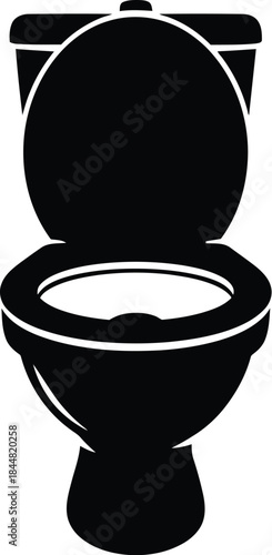 Simple black silhouette of a toilet a common bathroom fixture