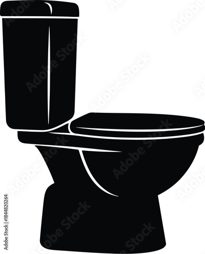 Simple black and white silhouette of a modern toilet design