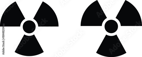 Two black radiation warning symbols displayed against a plain white background