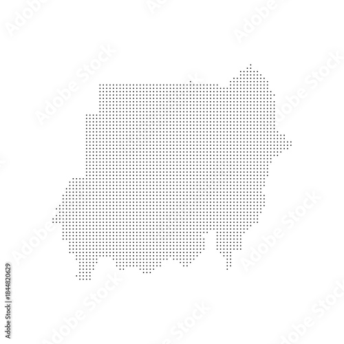 dotted halftone black silhouette of sudan map isolated. sudan country map for travel and presentation. sudan halftones map vector illustration.  world maps circle. global map.