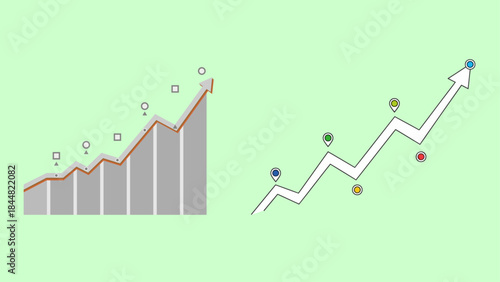 Zig zag business growth progress path illustration