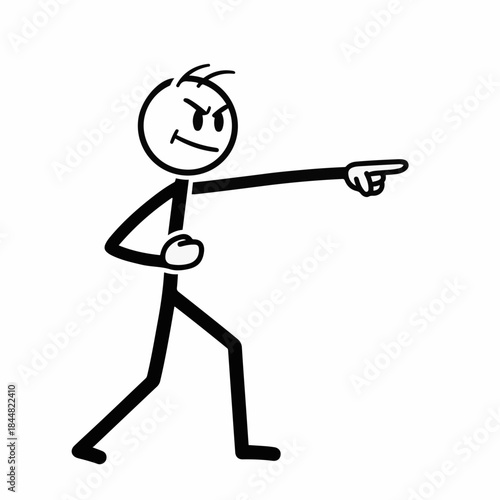 Angry stick figure pointing forward with a determined expression.