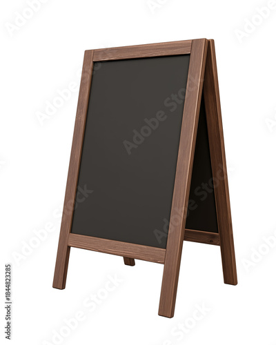 Minimalist wooden A-frame chalkboard with transparent background