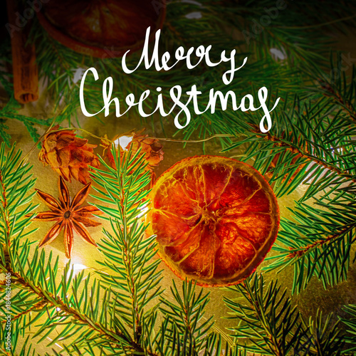 Handwritten Christmas greetings on a photo with space for text