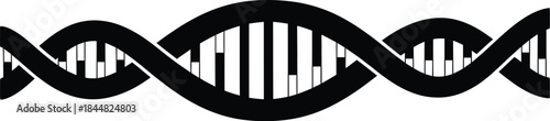 Black dna double helix illustration scientific symbol biology graphic on transparent background silhouette