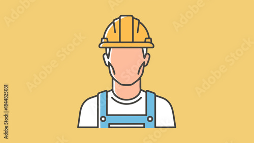 Professional skilled tradesperson avatar icon, a construction worker in a hard hat and overalls, representing industry and labor.