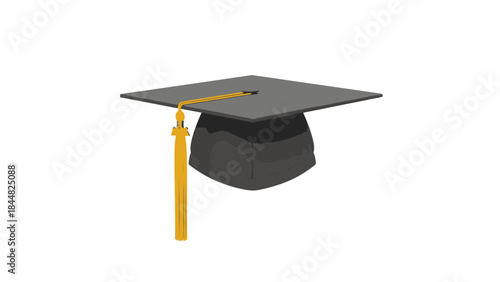 Classic black graduation cap with a vibrant golden tassel, symbolizing academic achievement and celebration of success.