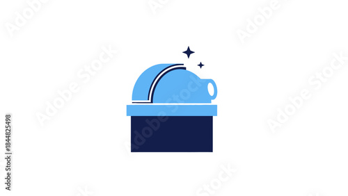 Modern Observatory Dome with Stars Illustration.