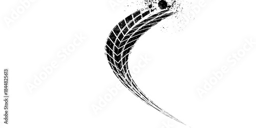 grunge tire track, wheel braking marks. truck, car or motorcycle tread pattern silhouette. auto race, motorsport, speed racing design element. vector illustration.eps.10.