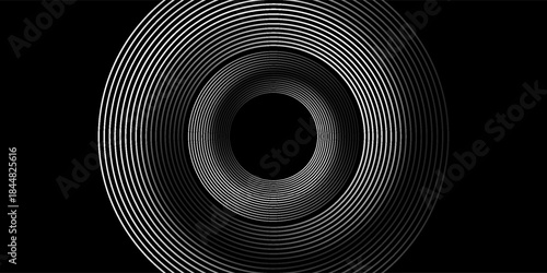 3D silver lines techno abstract background overlap layer on dark space with circles effect decoration. Modern graphic design element stripes style concept for web banner, flyer, card or brochure cover