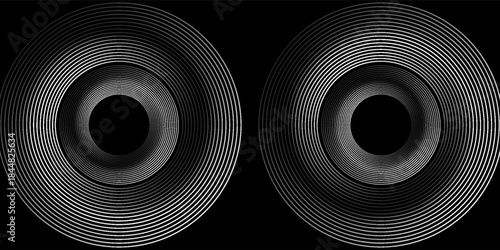 3D silver lines techno abstract background overlap layer on dark space with circles effect decoration. Modern graphic design element stripes style concept for web banner, flyer, card or brochure cover