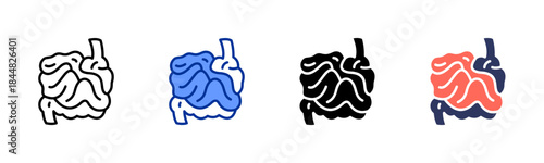 Small Intestine icon set multiple style collection