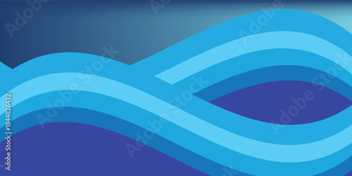 This vibrant abstract image features layered, flowing blue waves in various shades, creating a tranquil and dynamic visual effect.