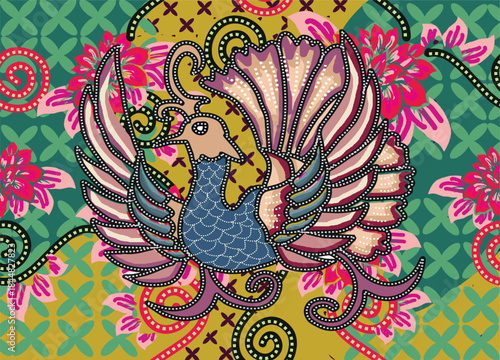 Bird, flora and fauna motifs as inspiration for various printing needs, Indonesian Batik