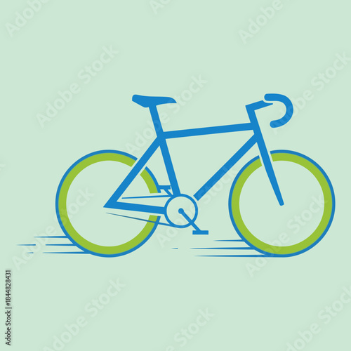 Sleek minimalist bicycle icon with dynamic speed lines, symbolizing fast and efficient eco-friendly transport, representing an active lifestyle and sustainable urban mobility