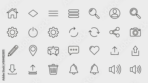 Set of outline icons for user interface design and web applications