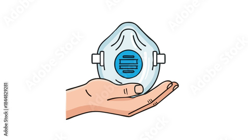 Hand holding CPR mask in illustration representing concept of Medicine  