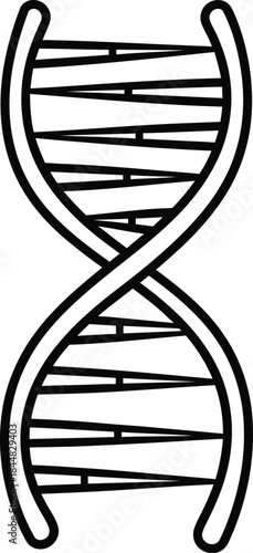 Simple black dna double helix illustration on transparent background silhouette
