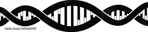 Black dna double helix illustration scientific symbol on transparent background silhouette