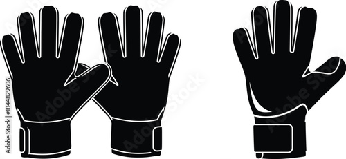 Black gloves in different positions perfect for designs on transparent background silhouette
