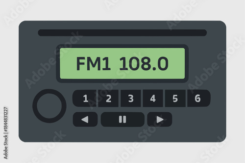 Car Dashboard Radio Panel Flat Illustration