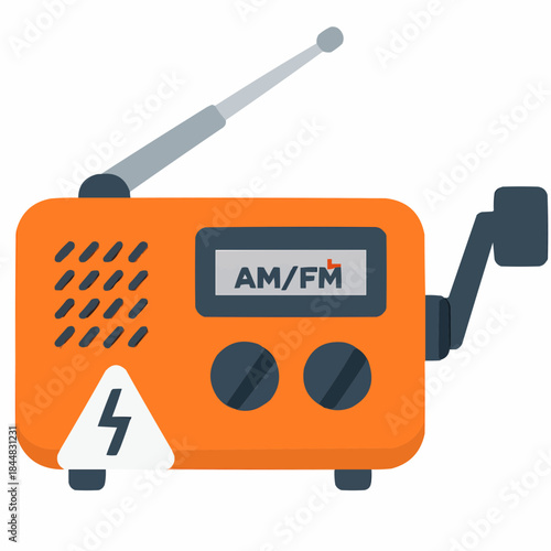 Emergency Survival Radio Flat Vector