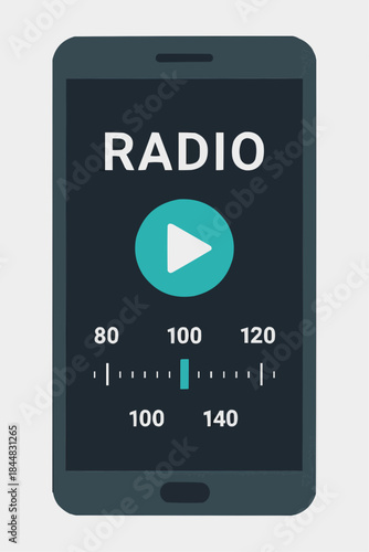 Smart Radio App Interface Flat Vector  
