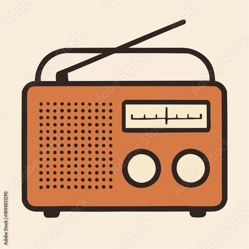 Retro Vintage Radio Device Flat Vector