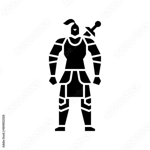 Knight character glyph icon. Warrior illustration.