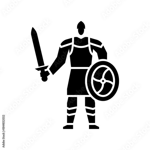 Soldier character glyph icon. Soldier illustration.