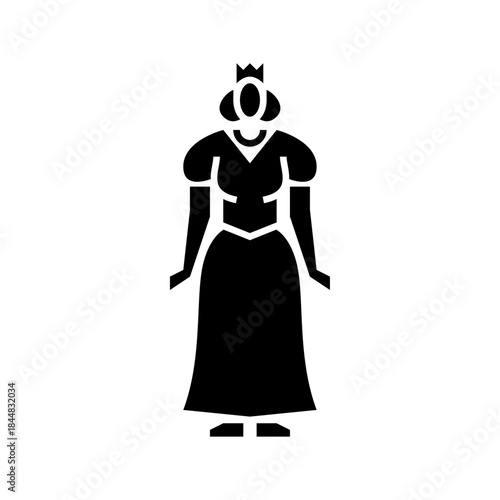 Princess character glyph icon. Princess illustration.