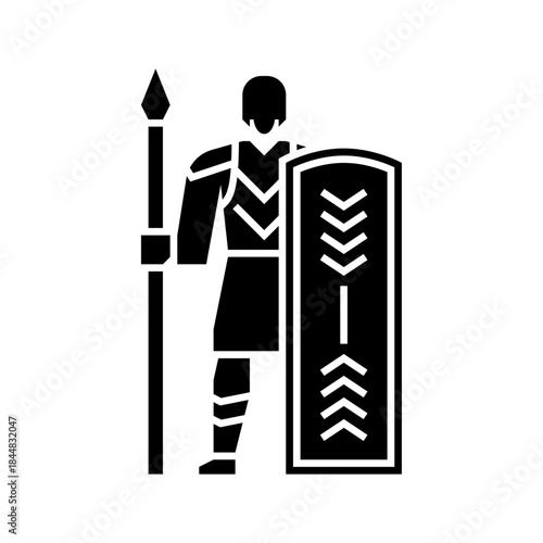 Guardian soldier character glyph icon. Defender illustration.