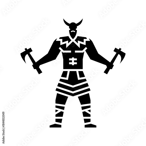 Viking character glyph icon. Viking soldier illustration.