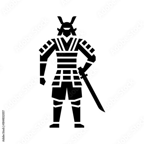 Samurai character glyph icon. Samurai illustration.