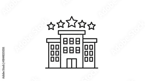 Hotel building with five stars a minimalist line art silhouette