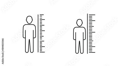 Two figures with height measurement scales a simple illustrative silhouette