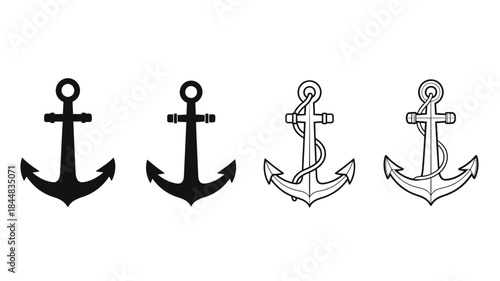 Four anchor illustrations showing varying styles and detail silhouette
