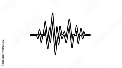 Abstract waveform illustration depicting sound waves a striking black silhouette