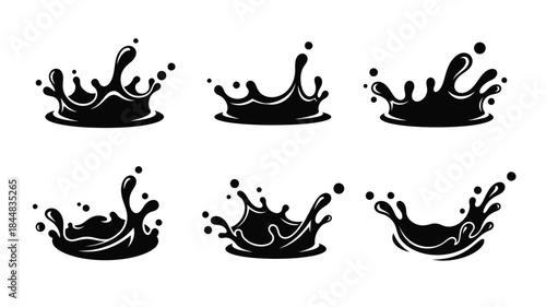 Abstract liquid splashes and swirls in dark shapes a fluid silhouette