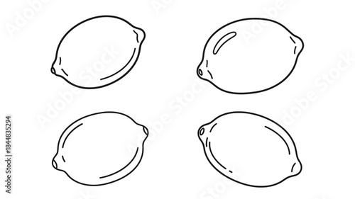 Four lemon outlines in a simple illustration a black and white silhouette