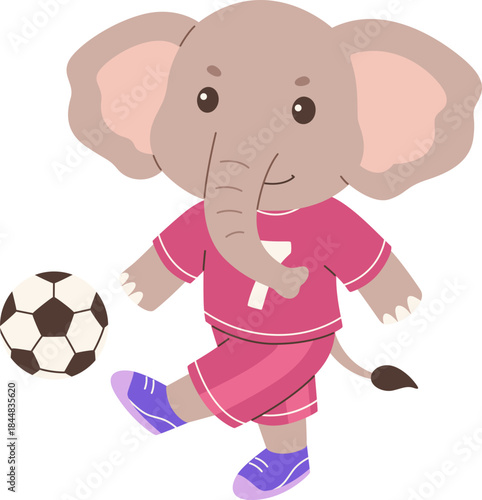 Cute Elephant Playing Soccer Illustration