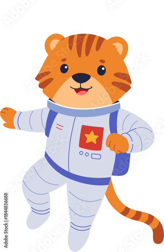 Cute Tiger Astronaut in Space Illustration