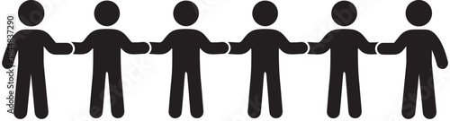 Group of six people holding hands in solidarity