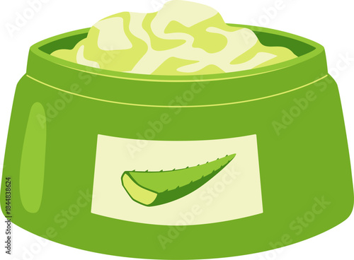 Green Aloe Vera Cream Pot Illustration