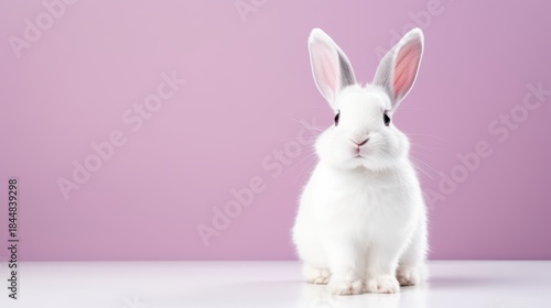 cute animal pet rabbit or bunny white color smiling and laughing isolated with copy space for easter background, rabbit, animal, pet, cute, fur, ear, mammal, background, celebration, generate by AI