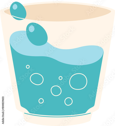 Glass of Refreshing Water and Bubbles Illustration