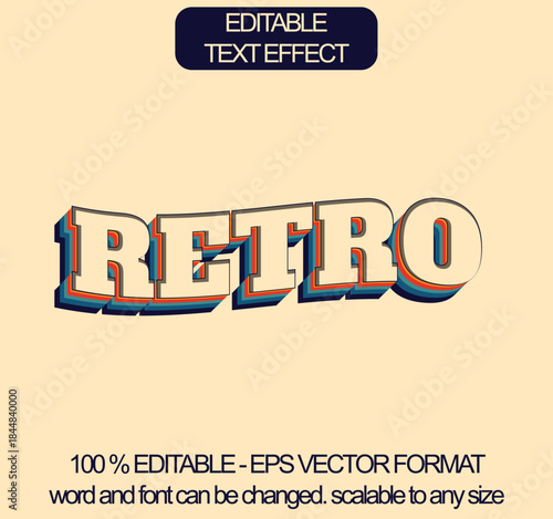 Retro vintage text effect, Editable text effect
